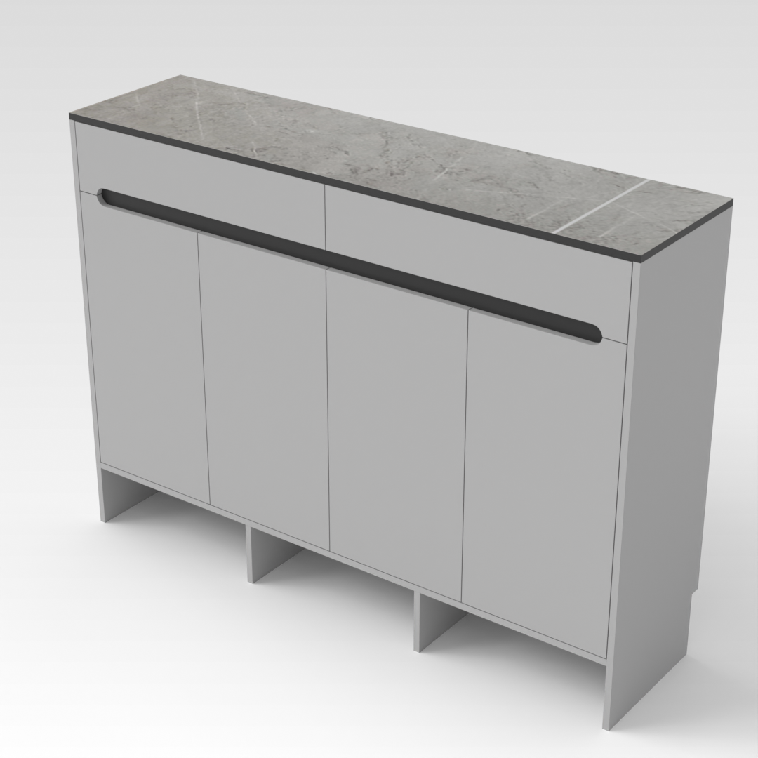 Light Gray & Brown Stone-Grain Top Shoe Cabinet