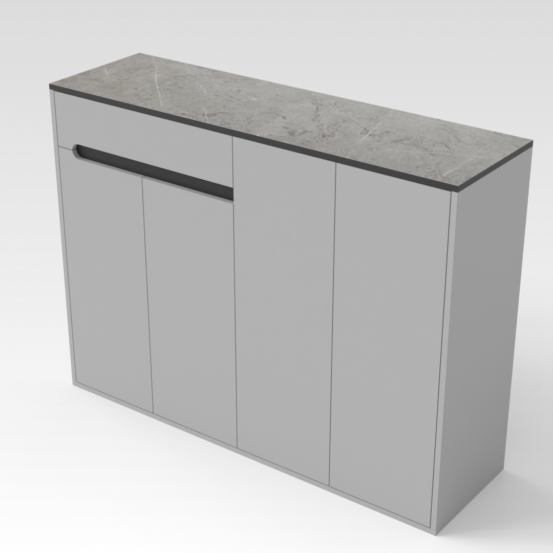 Light Gray & Brown Stone-Grain Top Shoe Cabinet