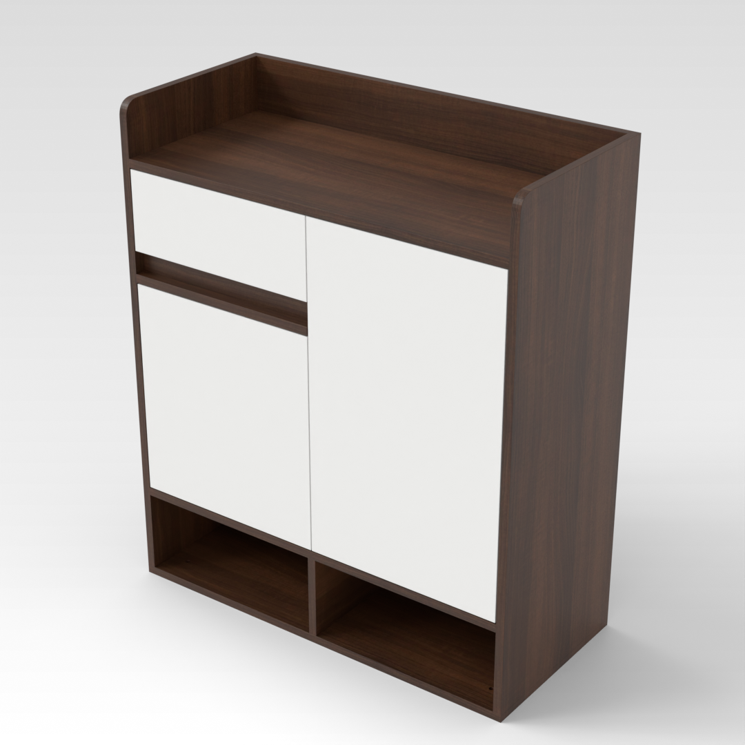 Prairie Oak & Warm White Shoe Cabinet