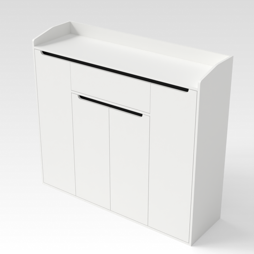 Warm White & Black Shoe Cabinet