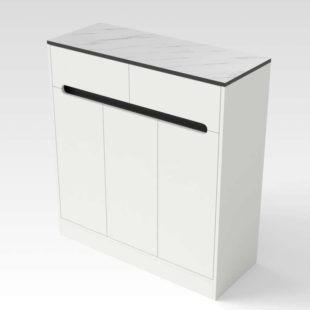 Warm White & Black Shoe Cabinet