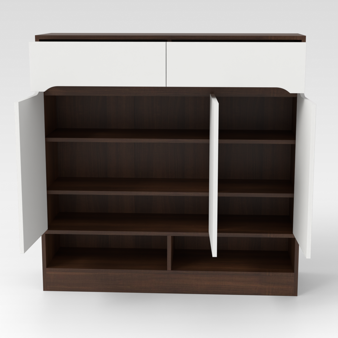 Prairie Oak & Warm White Shoe Cabinet