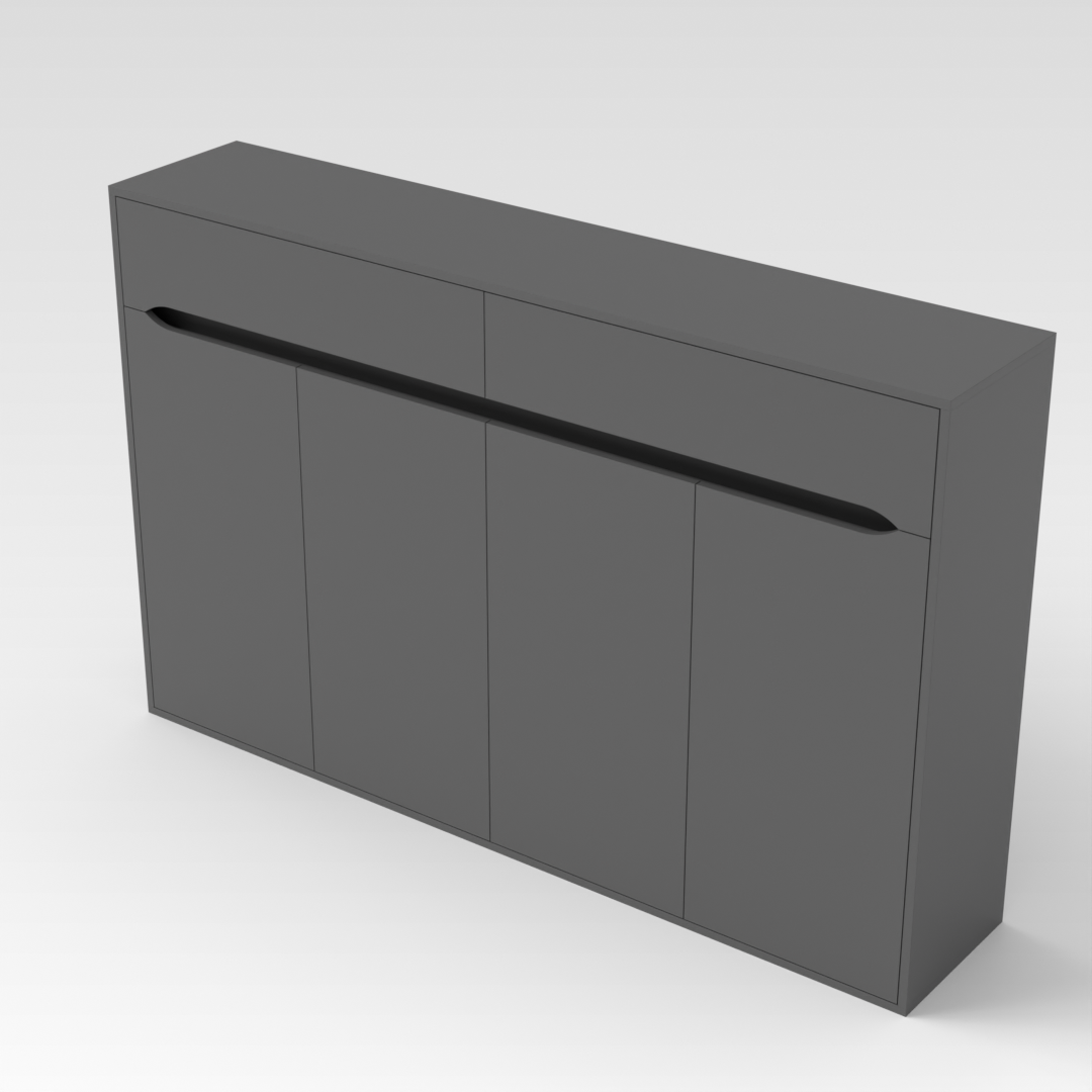 Sky Gray & Black Shoe Cabinet