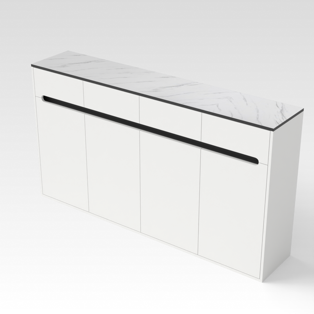Warm White & White Marble Shoe Cabinet