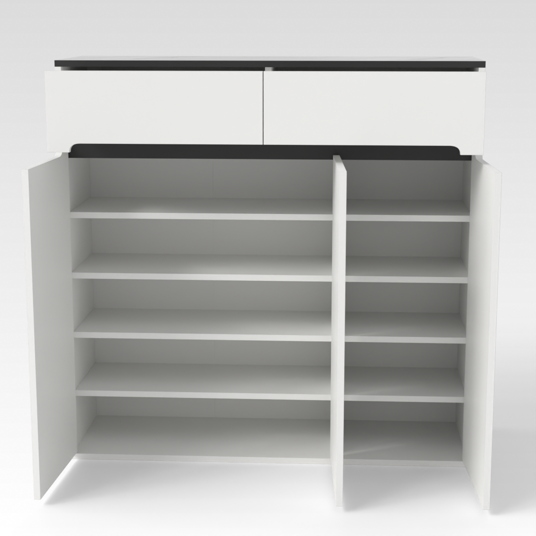 Warm White & White Marble Shoe Cabinet