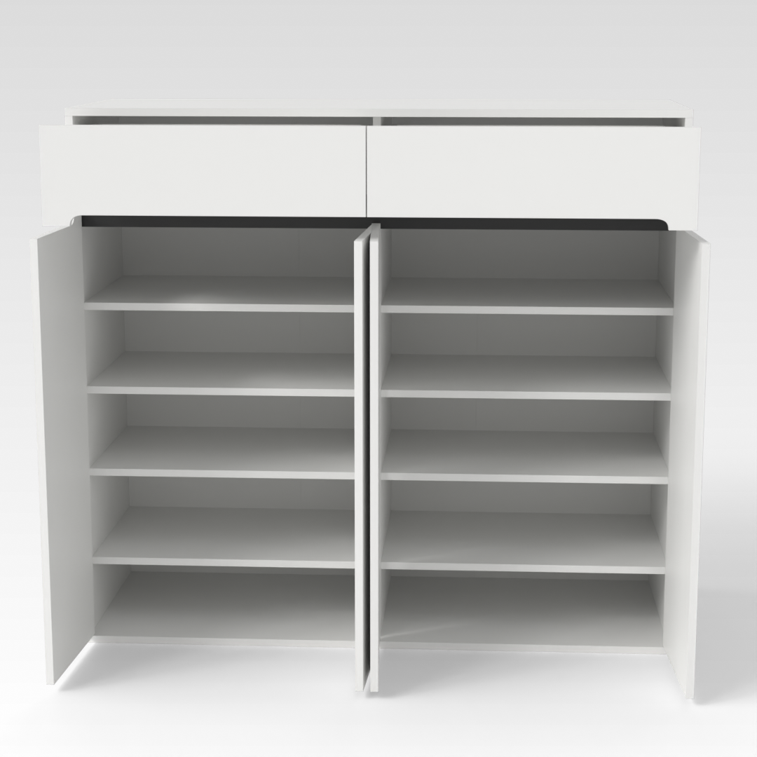 Warm White & Black Shoe Cabinet