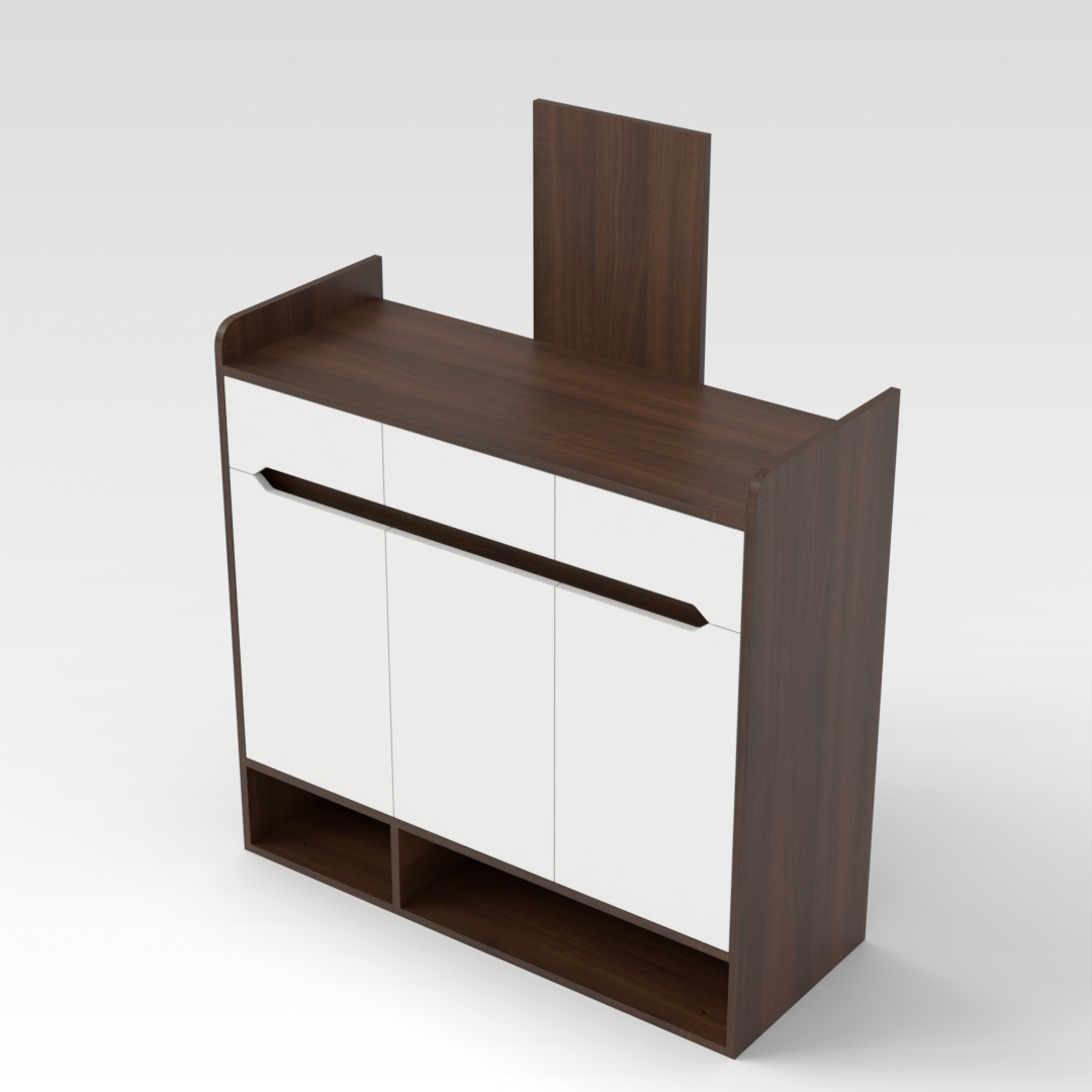 Prairie Oak & Warm White Shoe Cabinet