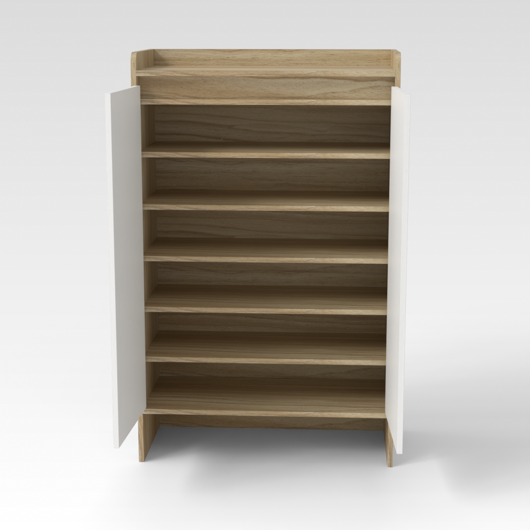 Country Oak & Warm White Shoe Cabinet