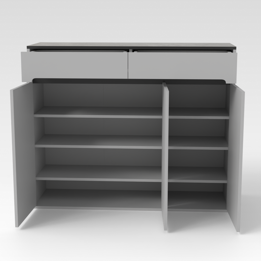 Light Gray & Brown Stone Shoe Cabinet