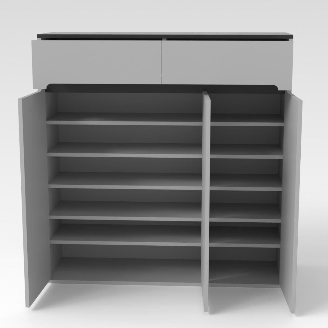 Light Gray & Brown Stone Shoe Cabinet
