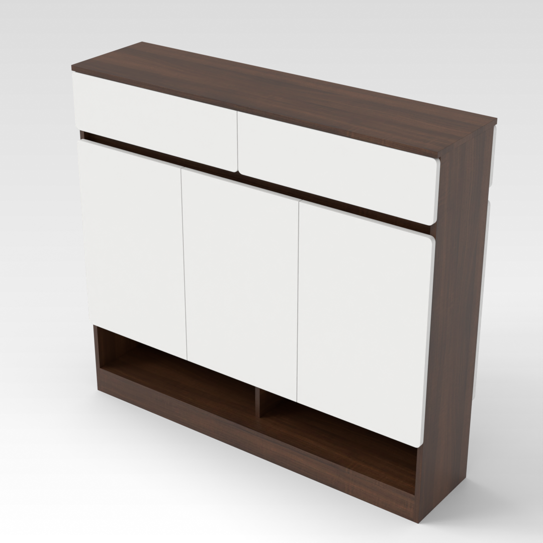 Prairie Oak & Warm White Shoe Cabinet