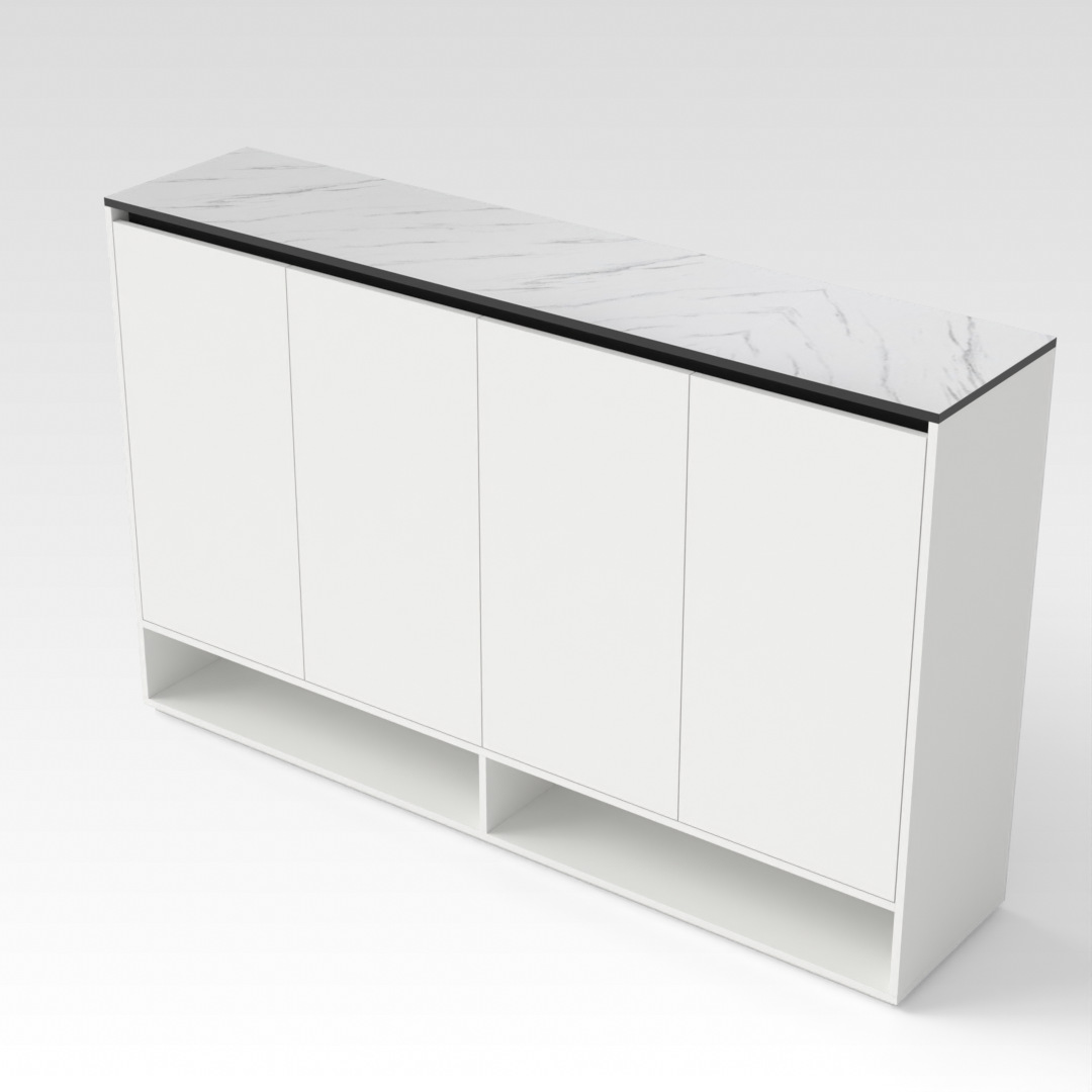 Warm White & White Marble Shoe Cabinet