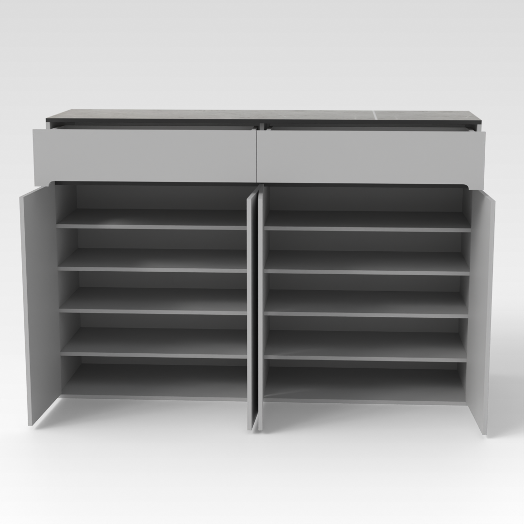 Light Gray & Brown Stone Shoe Cabinet