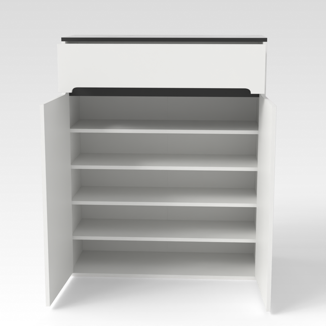 Warm White & Marble Shoe Cabinet