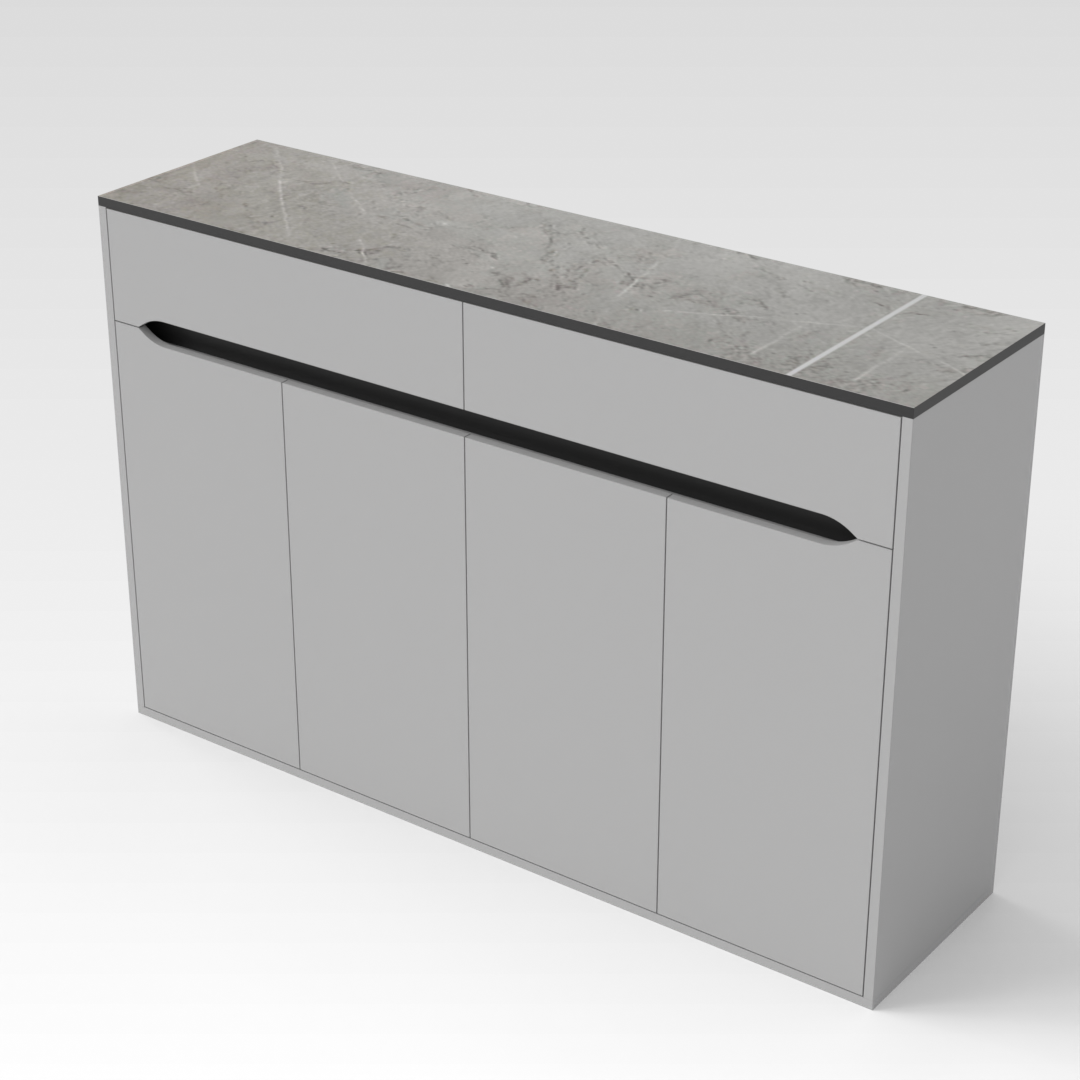 Light Gray & Brown Stone-Grain Top Shoe Cabinet
