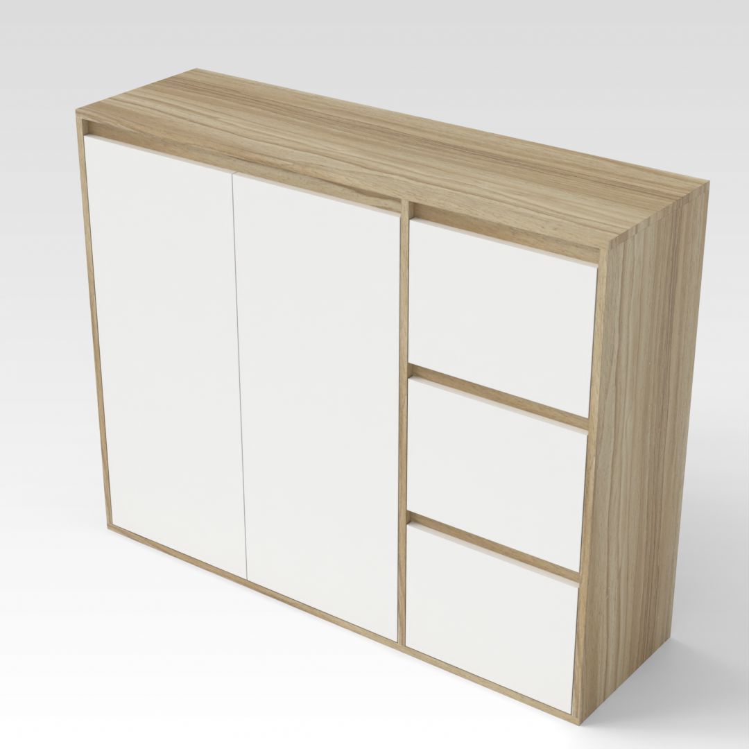 Country Oak & Warm White Shoe Cabinet