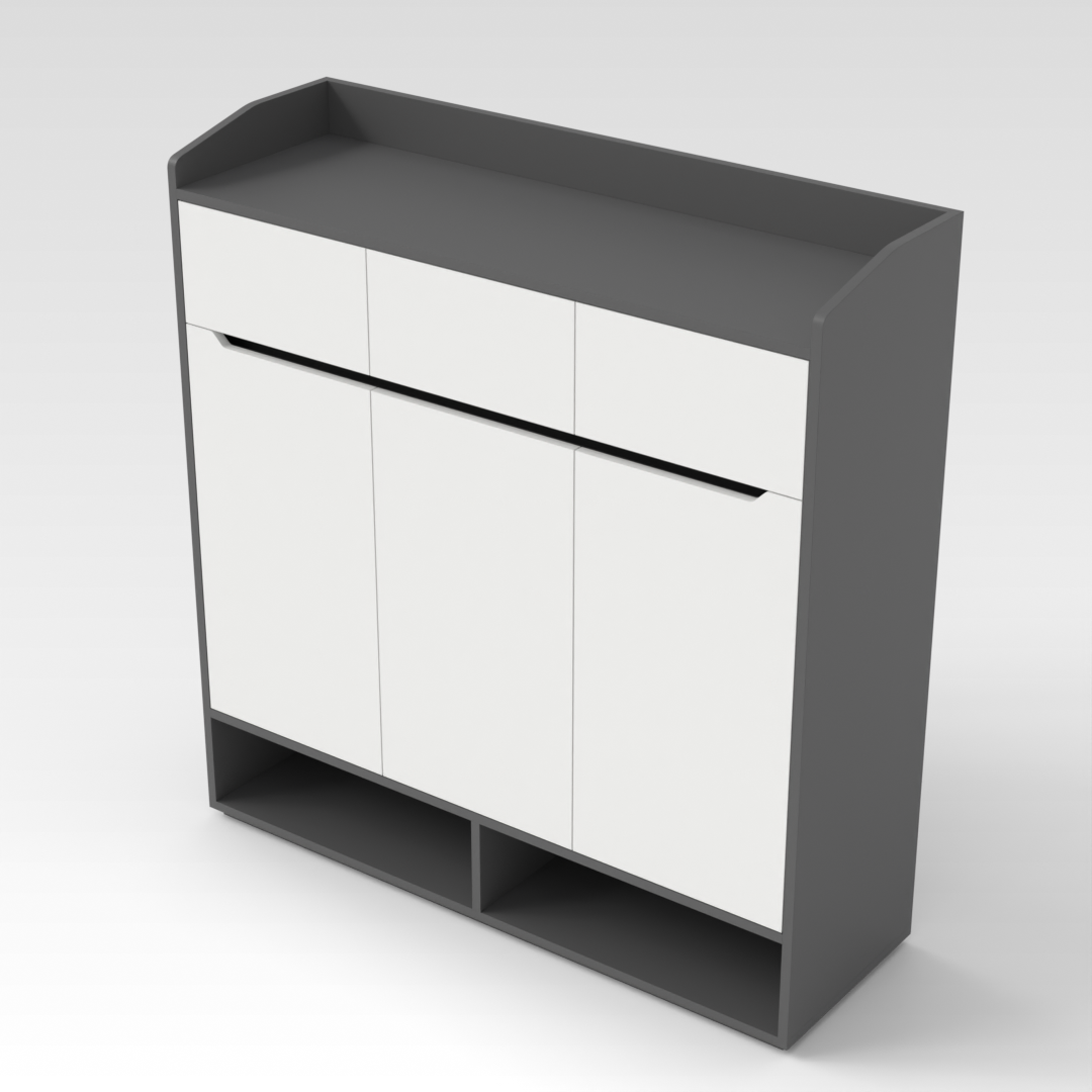 Sky Gray & Warm White Shoe Cabinet
