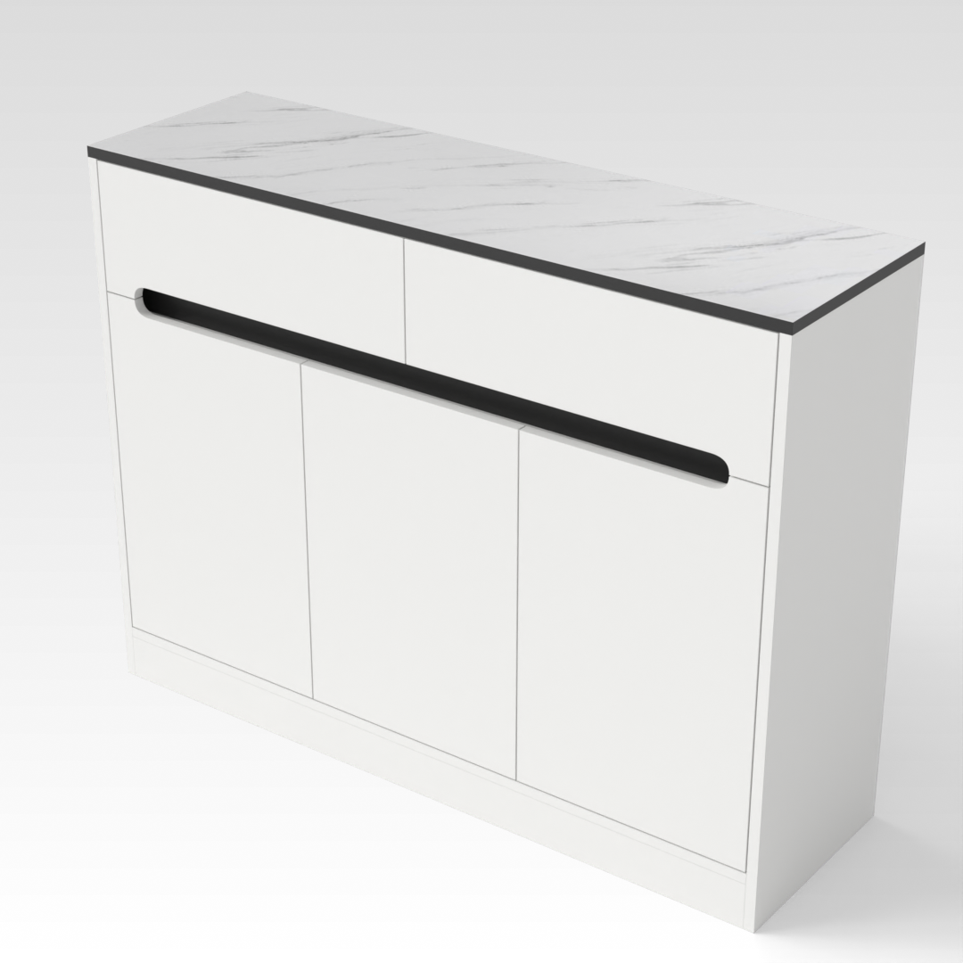 Warm White & Black Shoe Cabinet