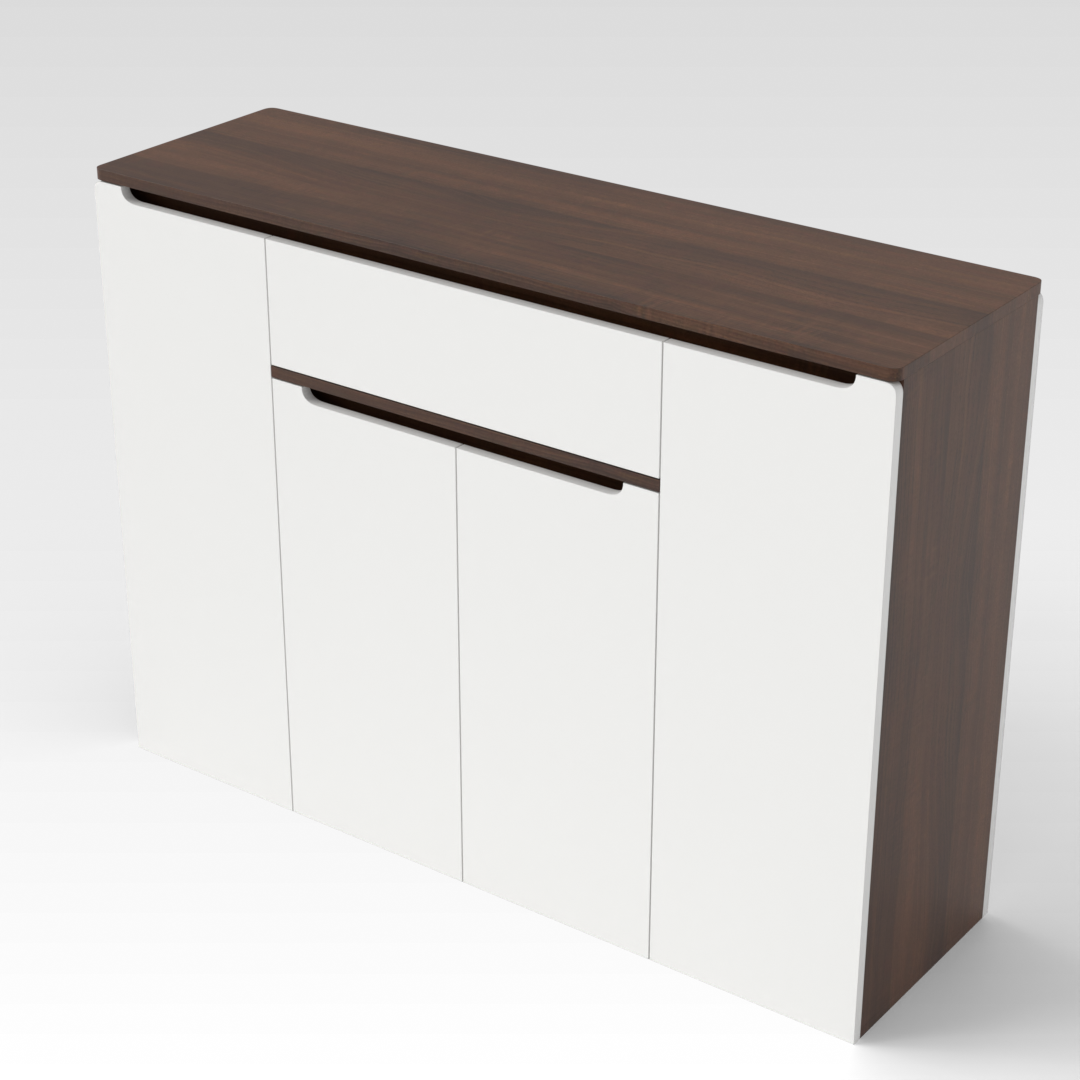 Prairie Oak & Warm White Shoe Cabinet