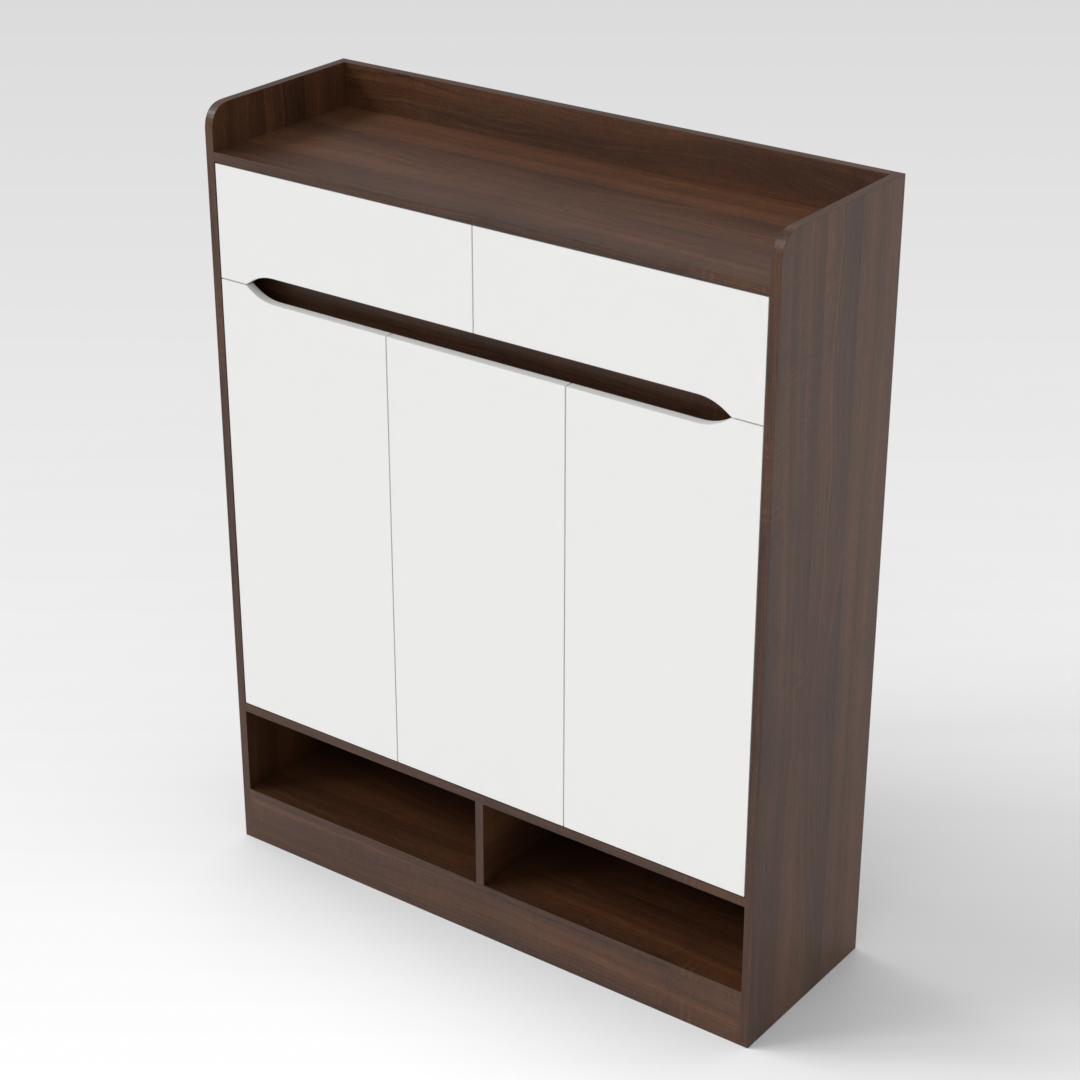 Prairie Oak & Warm White Shoe Cabinet