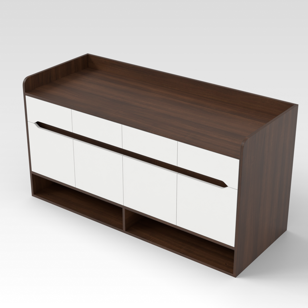 Prairie Oak & Warm White Shoe Cabinet