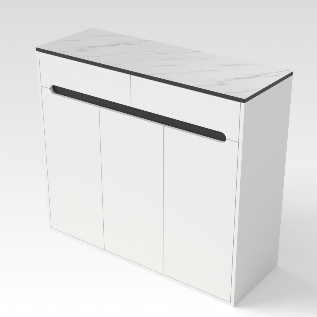 Warm White & Black Shoe Cabinet