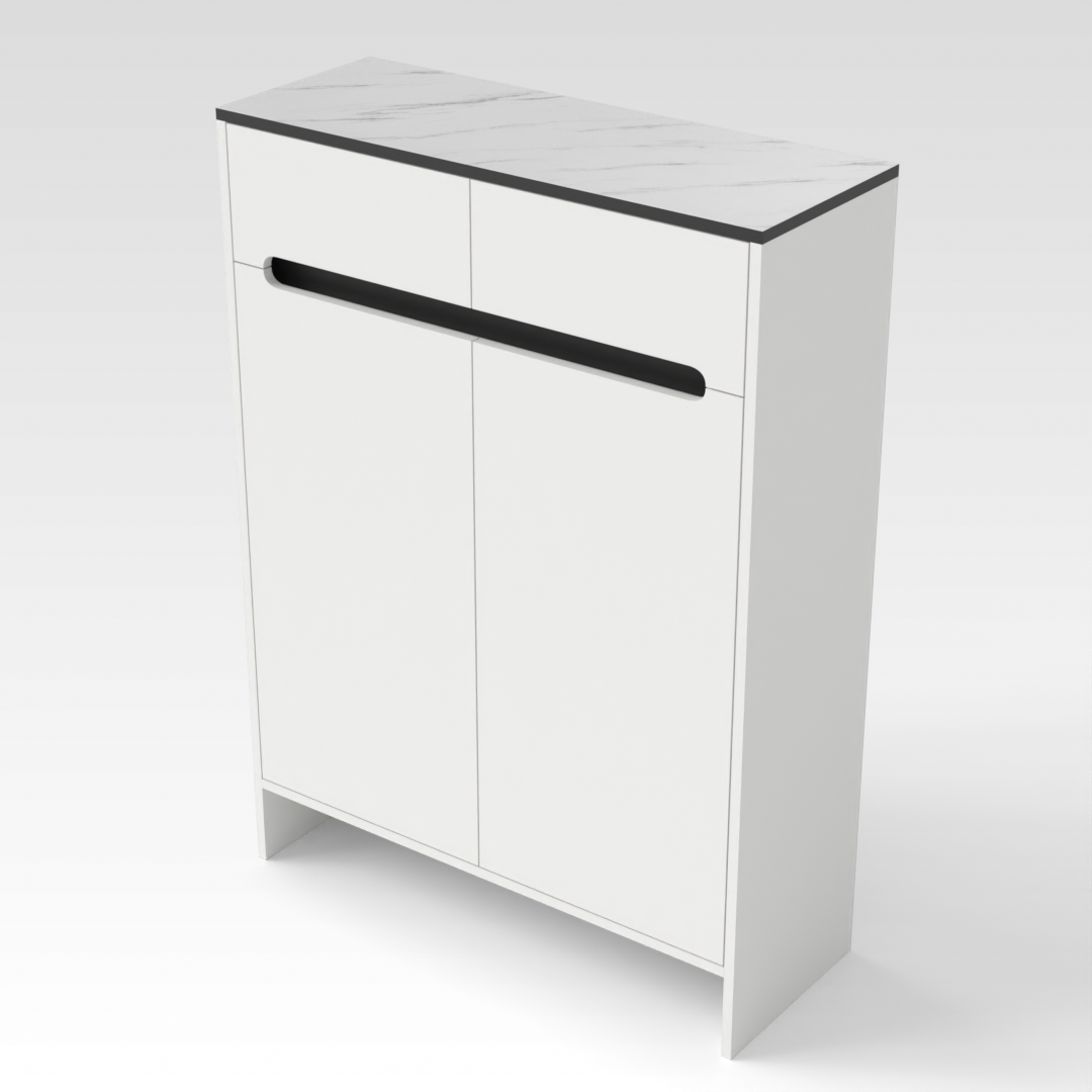 Warm White & Black Shoe Cabinet