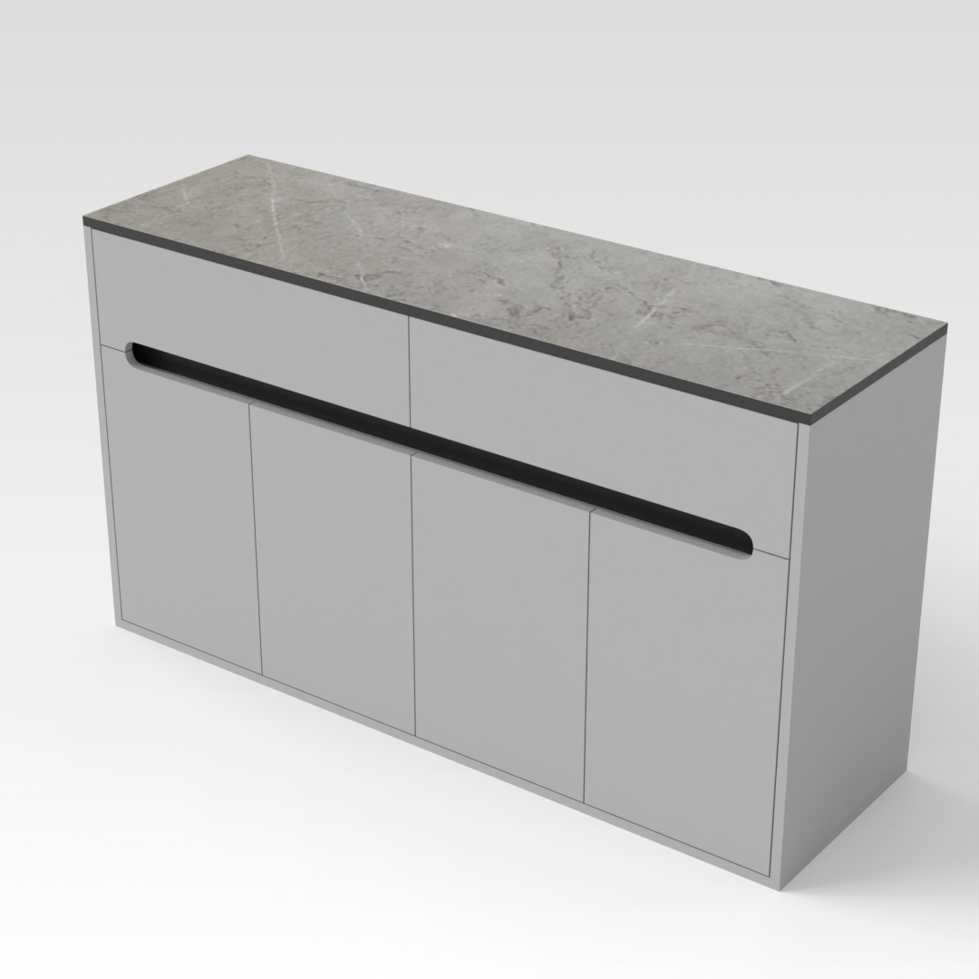 Light Gray & Brown Stone Grain Shoe Cabinet