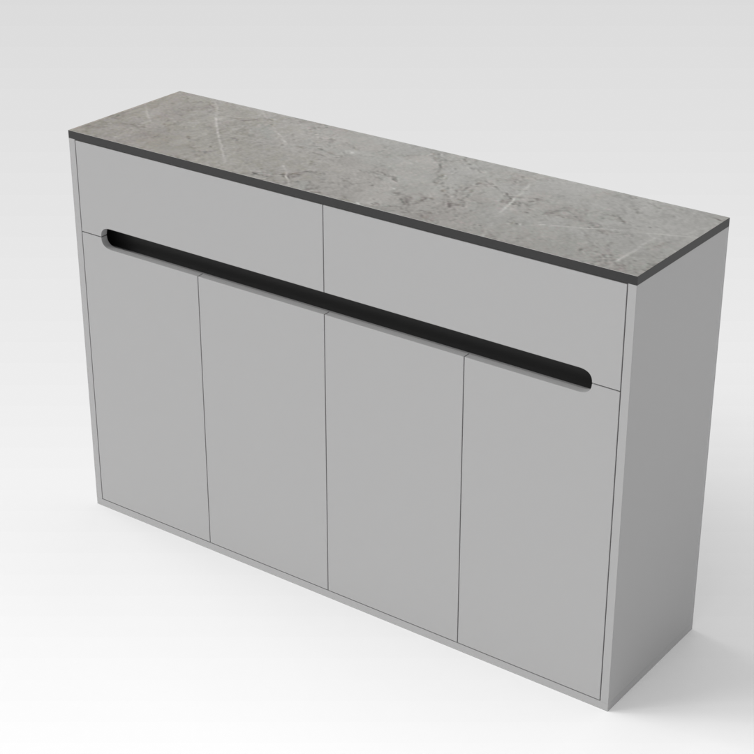 Light Gray & Brown Stone-Grain Top Shoe Cabinet