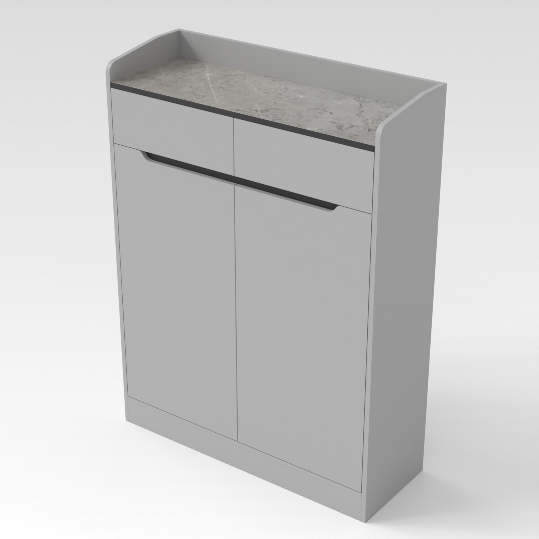 Light Gray & Brown Stone Grain Shoe Cabinet