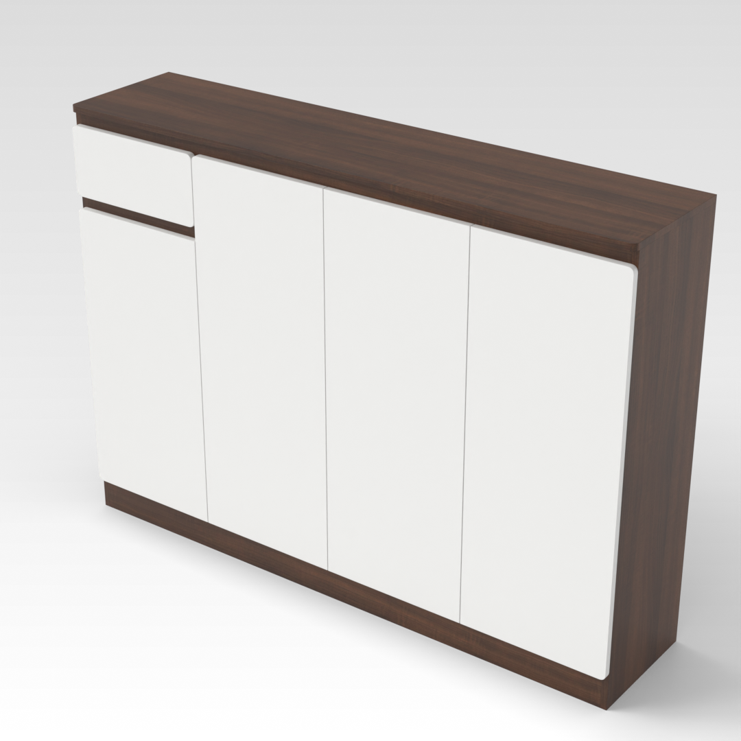 Prairie Oak & Warm White Shoe Cabinet