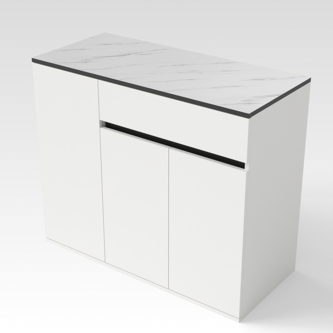 Warm White & White Marble Sideboard
