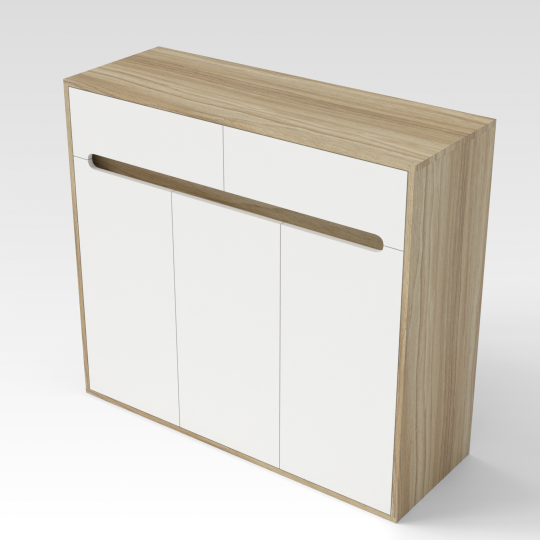 Country Oak & Warm White Shoe Cabinet
