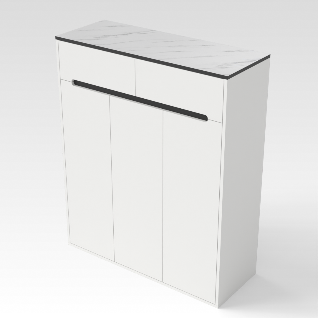 Warm White & White Marble Shoe Cabinet