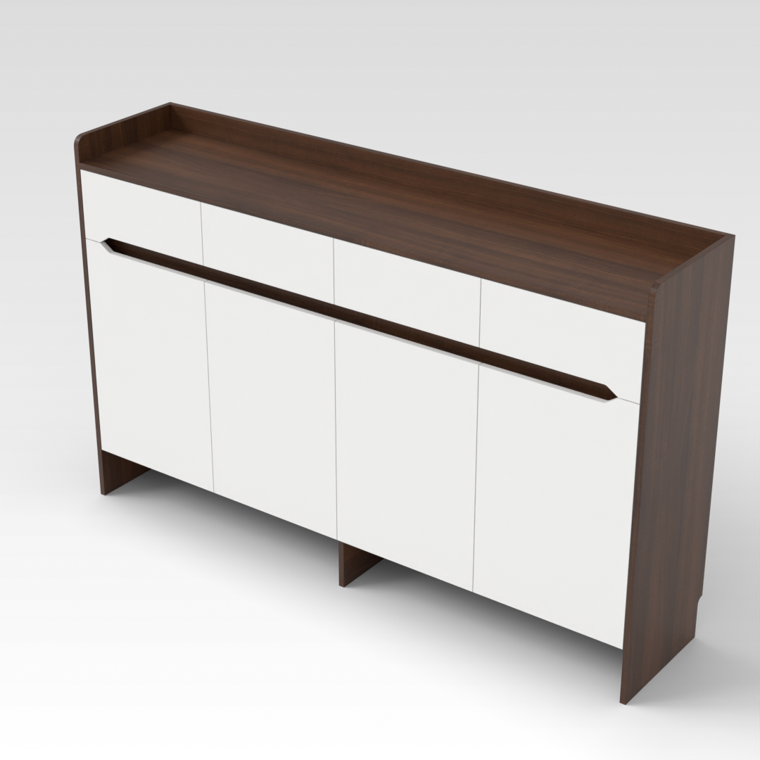 Prairie Oak & Warm White Shoe Cabinet