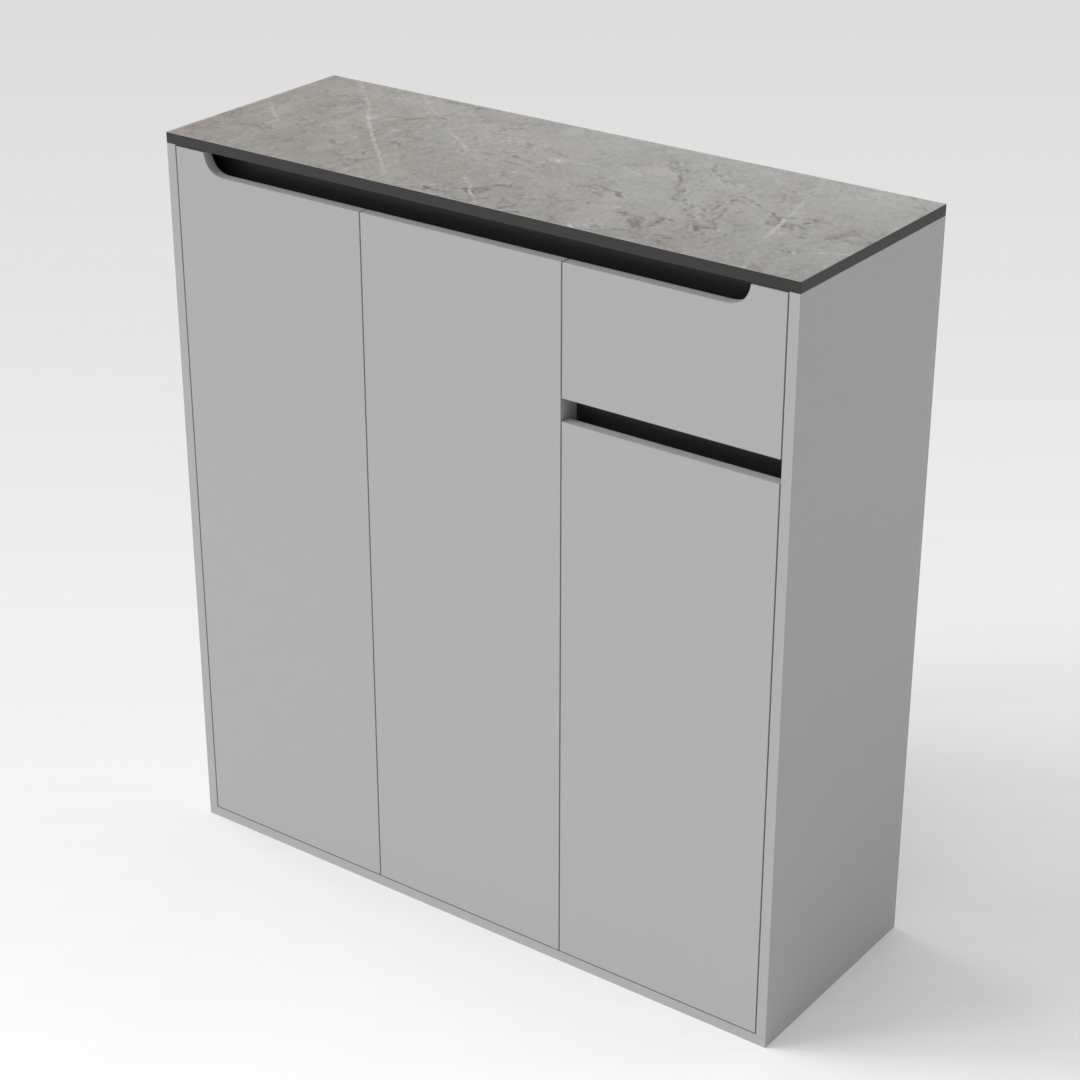 Light Gray & Brown Stone-Grain Top Shoe Cabinet