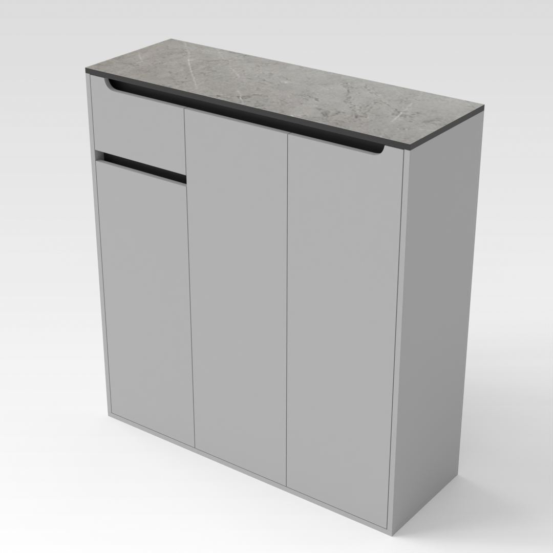 Light Gray & Brown Stone-Grain Top Shoe Cabinet